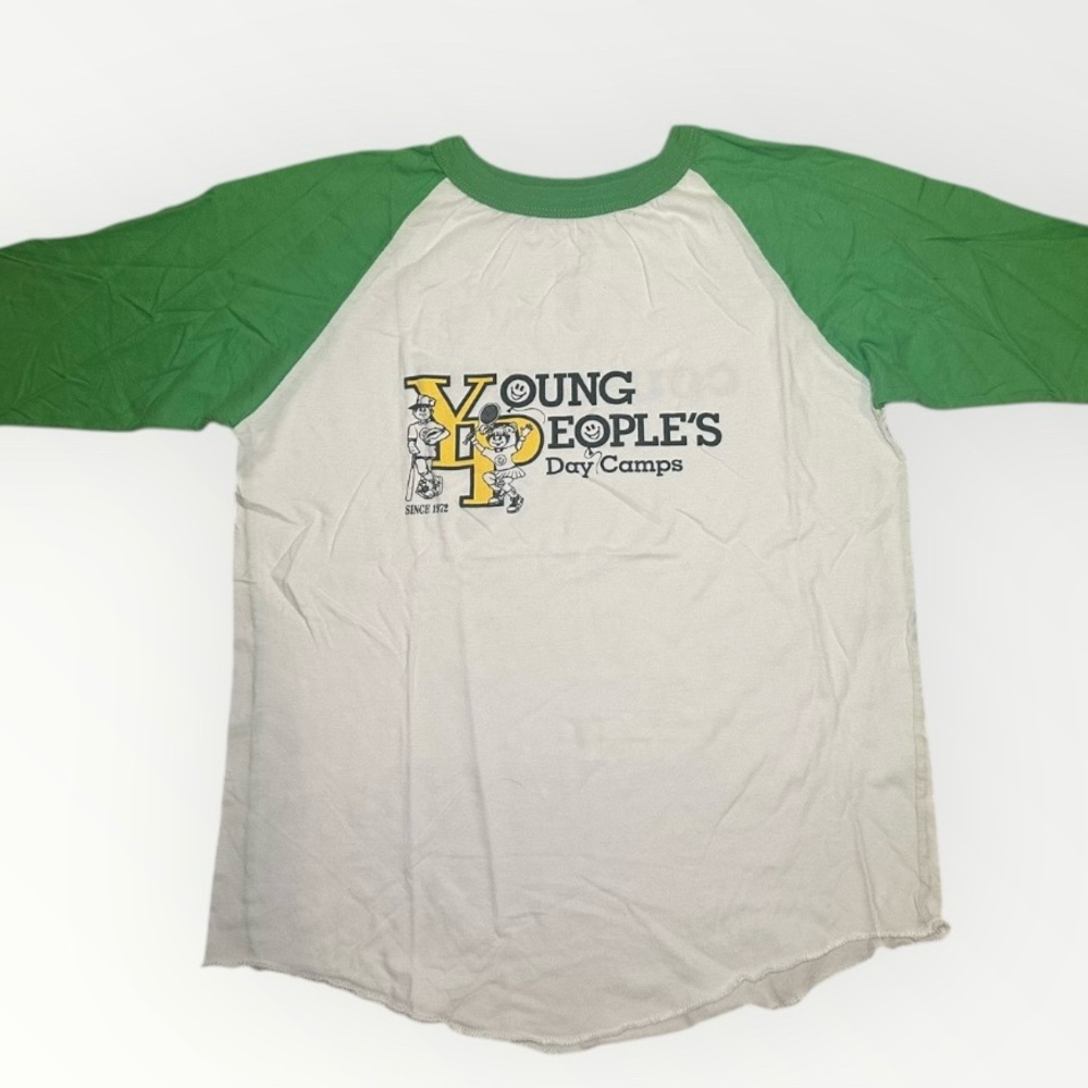 Vintage Camp Baseball Tee, Green/White Vintage Baseball Tee, Size Large